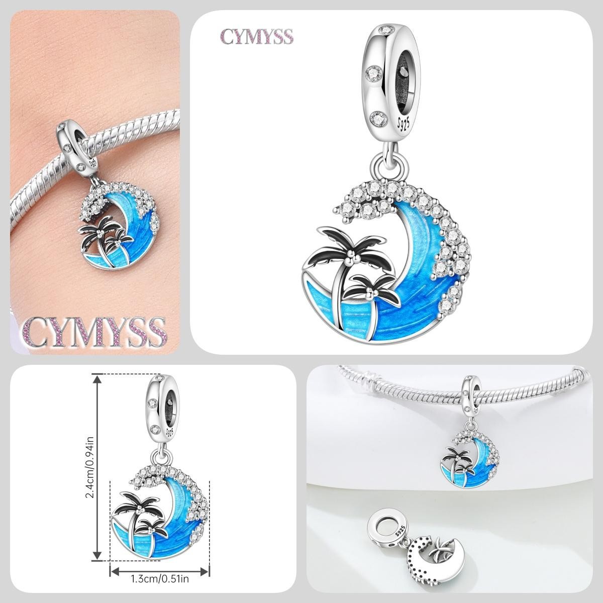 Blue Charm 925 Sterling Silver Ocean Pearls Betta Fish Pendant Birthday Party Gi