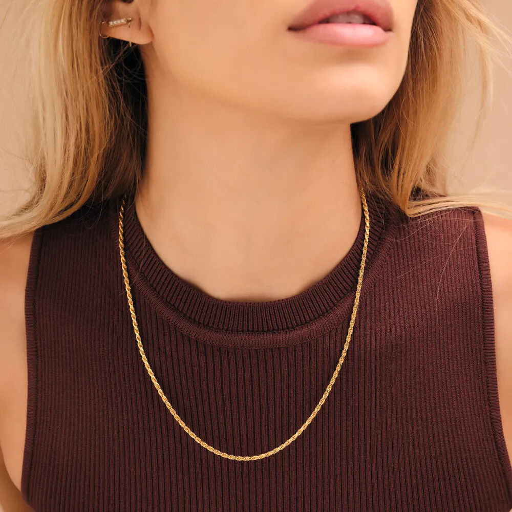 1.5MM Solid 925 Sterling Silver Gold DIAMOND CUT ROPE CHAIN Necklace Italy