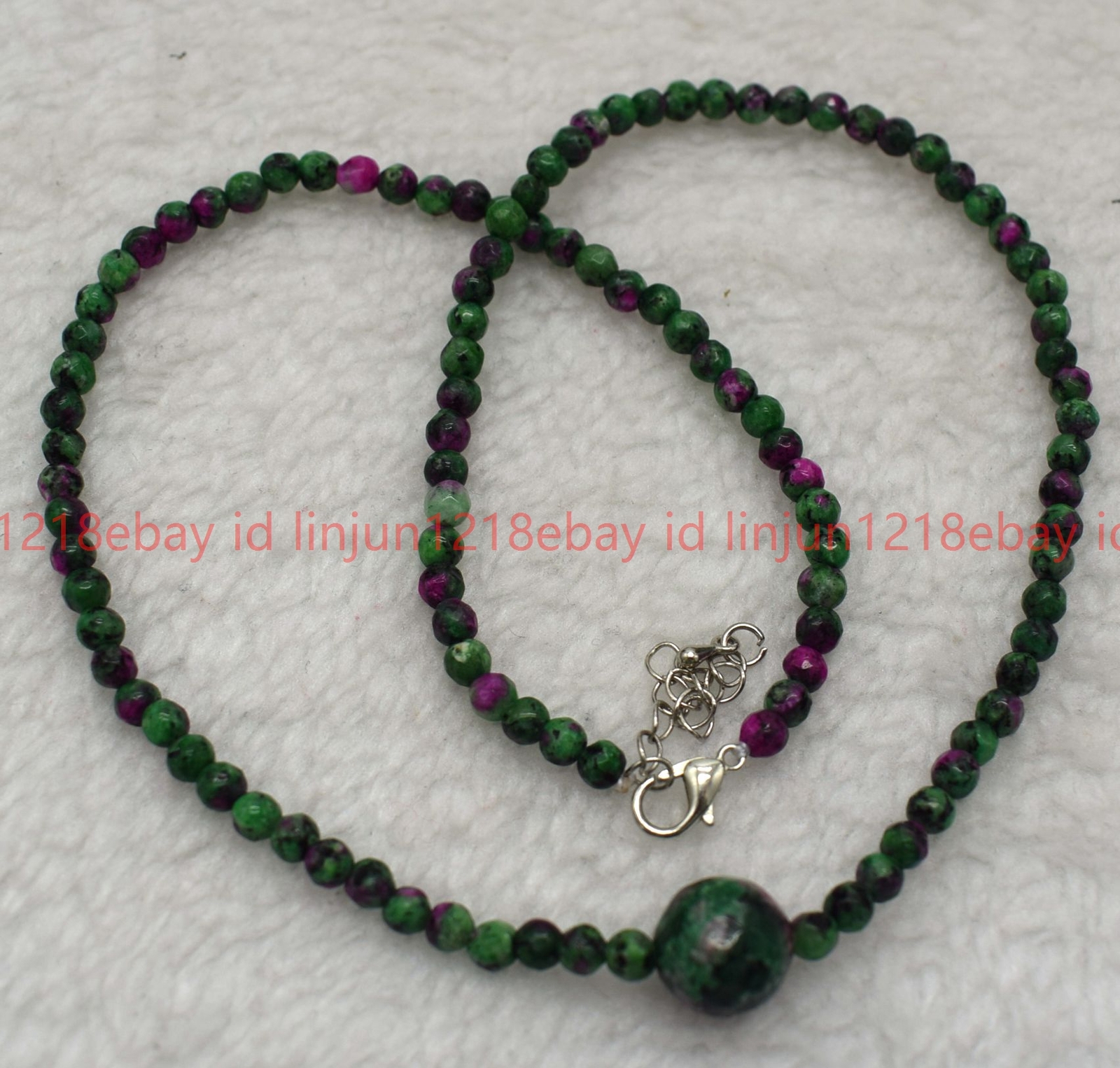 Natural 4mm Faceted Red Green Zoisite Round Gemstone Beaded Necklace 16-28in