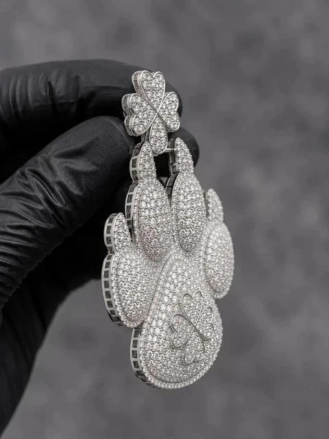 4.55Ct Round Lab Created Diamond Dog Paw Men’s Pendent 14K White Gold Plated