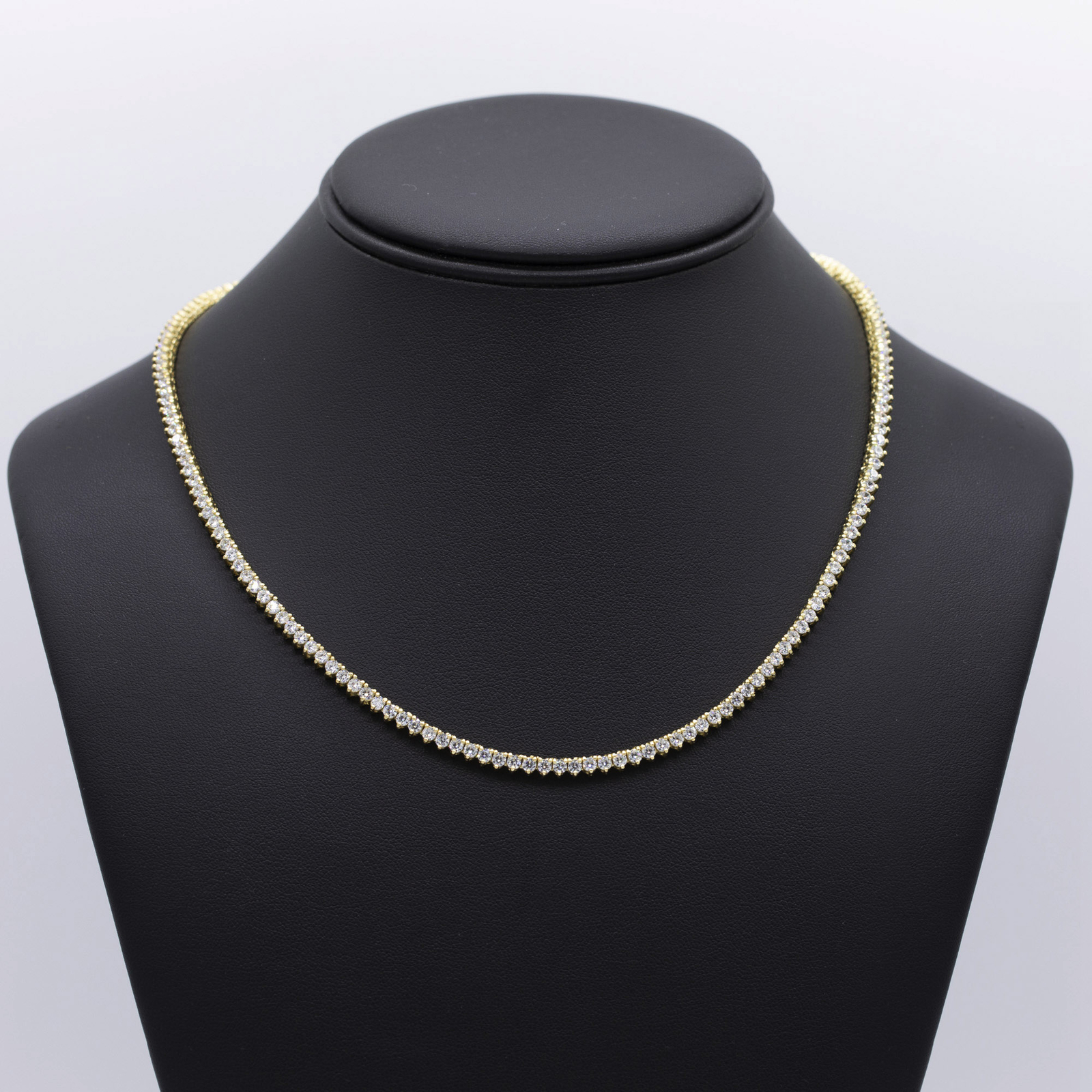 3.5mm 3 Prong Tennis Chain Necklace 14K Yellow Gold-Plated Silver