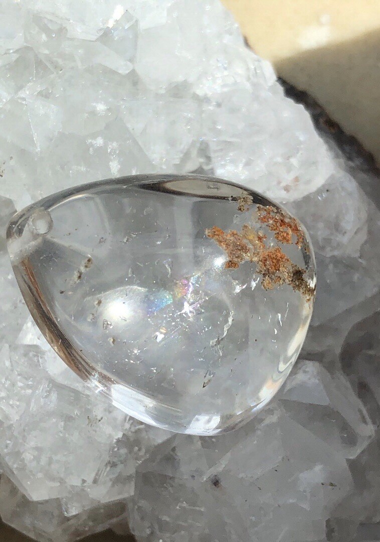 US SELLER Natural Red Phantom Quartz Pendant Teardrop Brazil Crystal Gem Stone