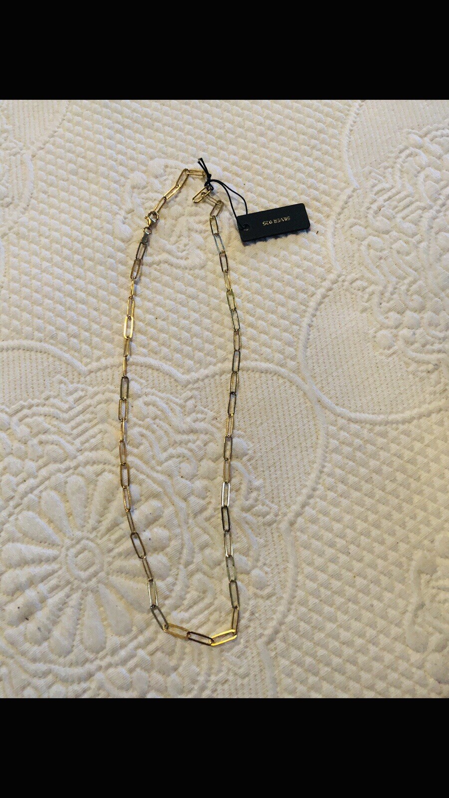 Woman’s Gold Over Sterling Silver Paper Clip Necklace Measuring 18 Inch Italy