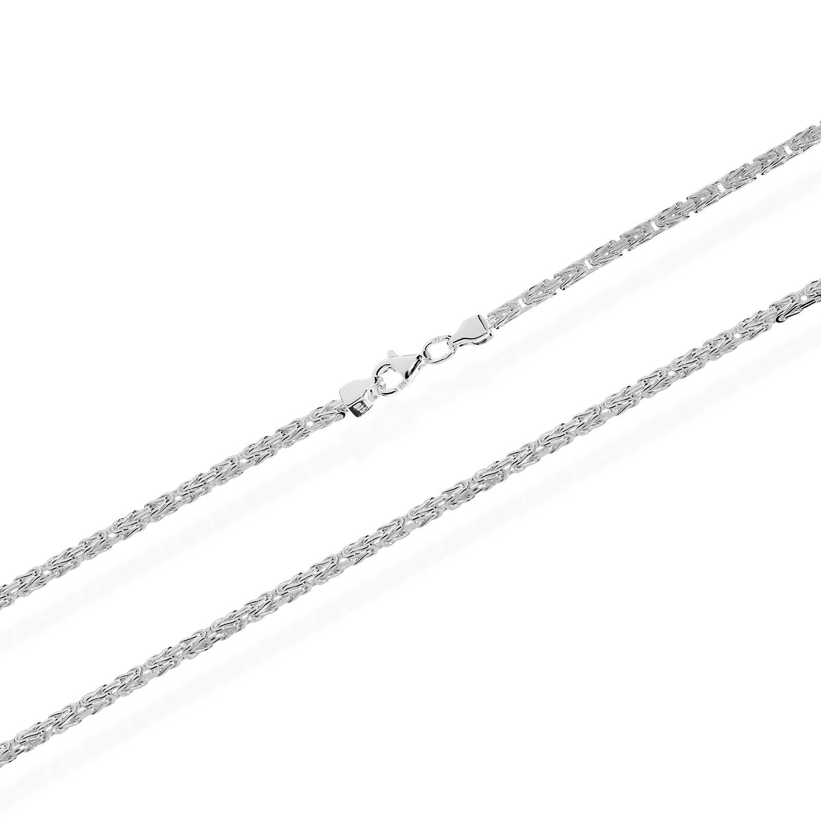 King Chain 925 Silver Square Diamond Cut Solid Necklace 70cm W: 2.3mm 3435