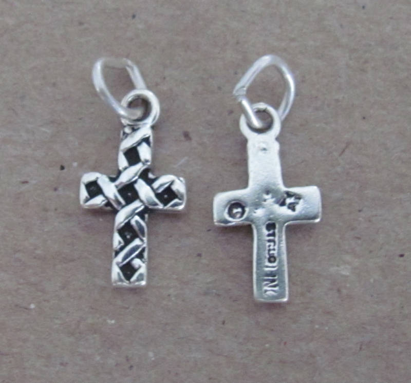 Very small Sterling Silver Celtic Cross mini tiny charm.