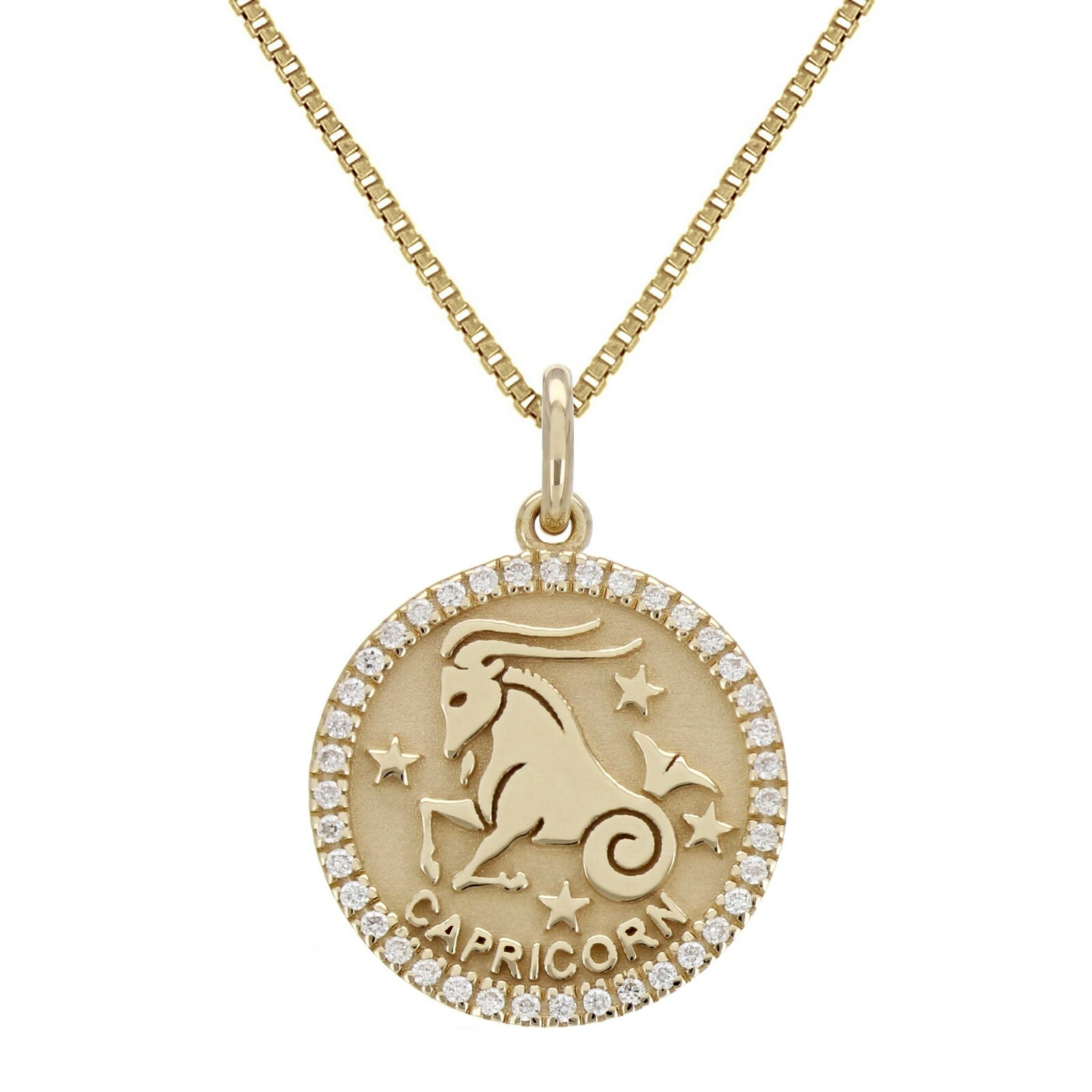 14k Yellow White or Rose Gold Diamond Zodiac Sign Pendant Necklace 18″