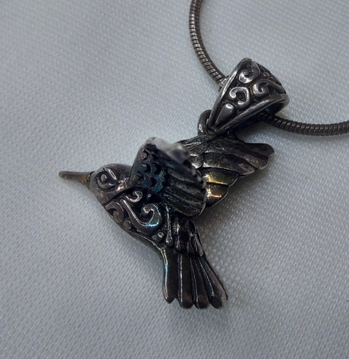 Annika Witt ATI 925 Sterling Silver 3D Hummingbird Pendant on Chain