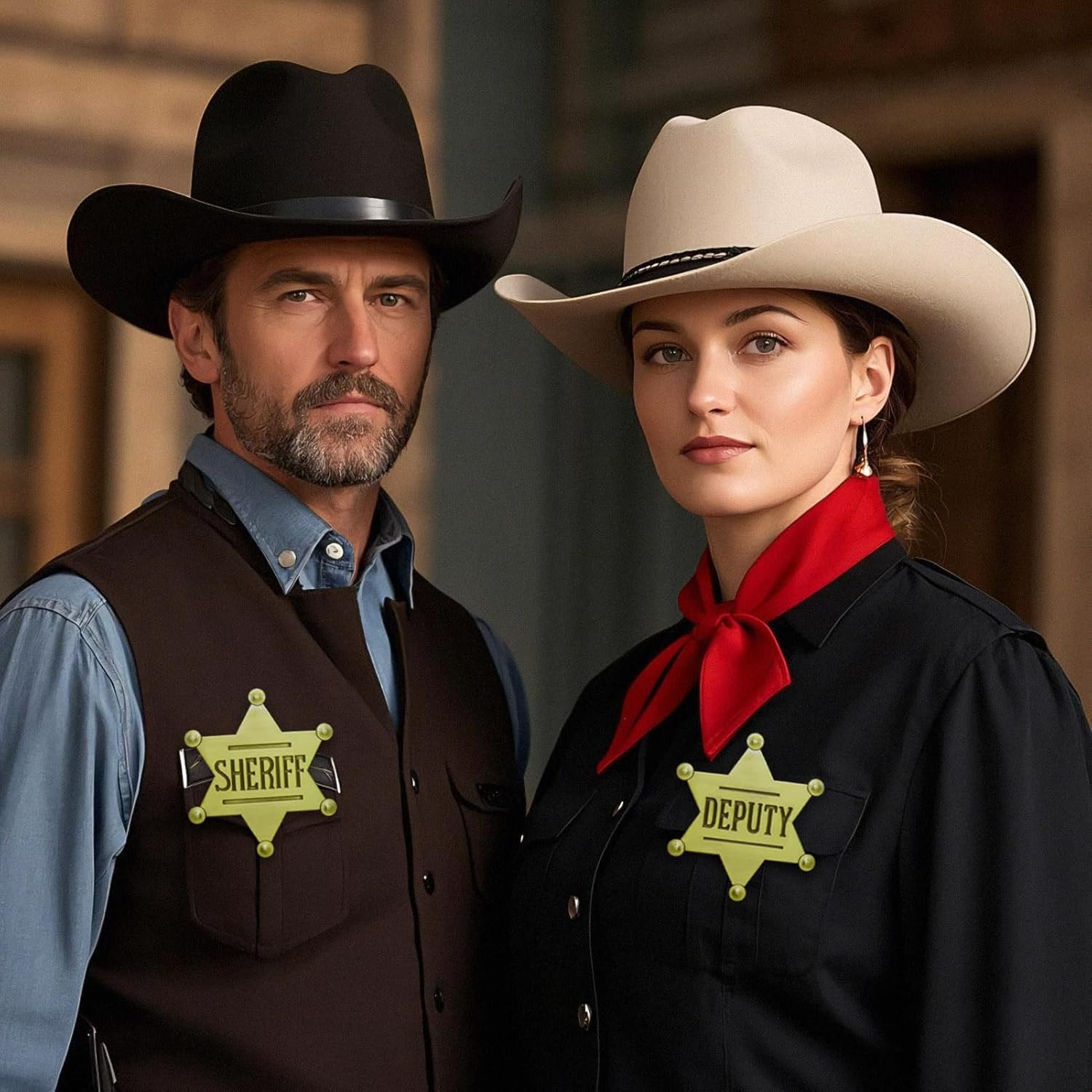 1 PCS Sheriff Badge and 1 PCS Deputy Sheriff Metal Brooch Badges Pin Western Cop