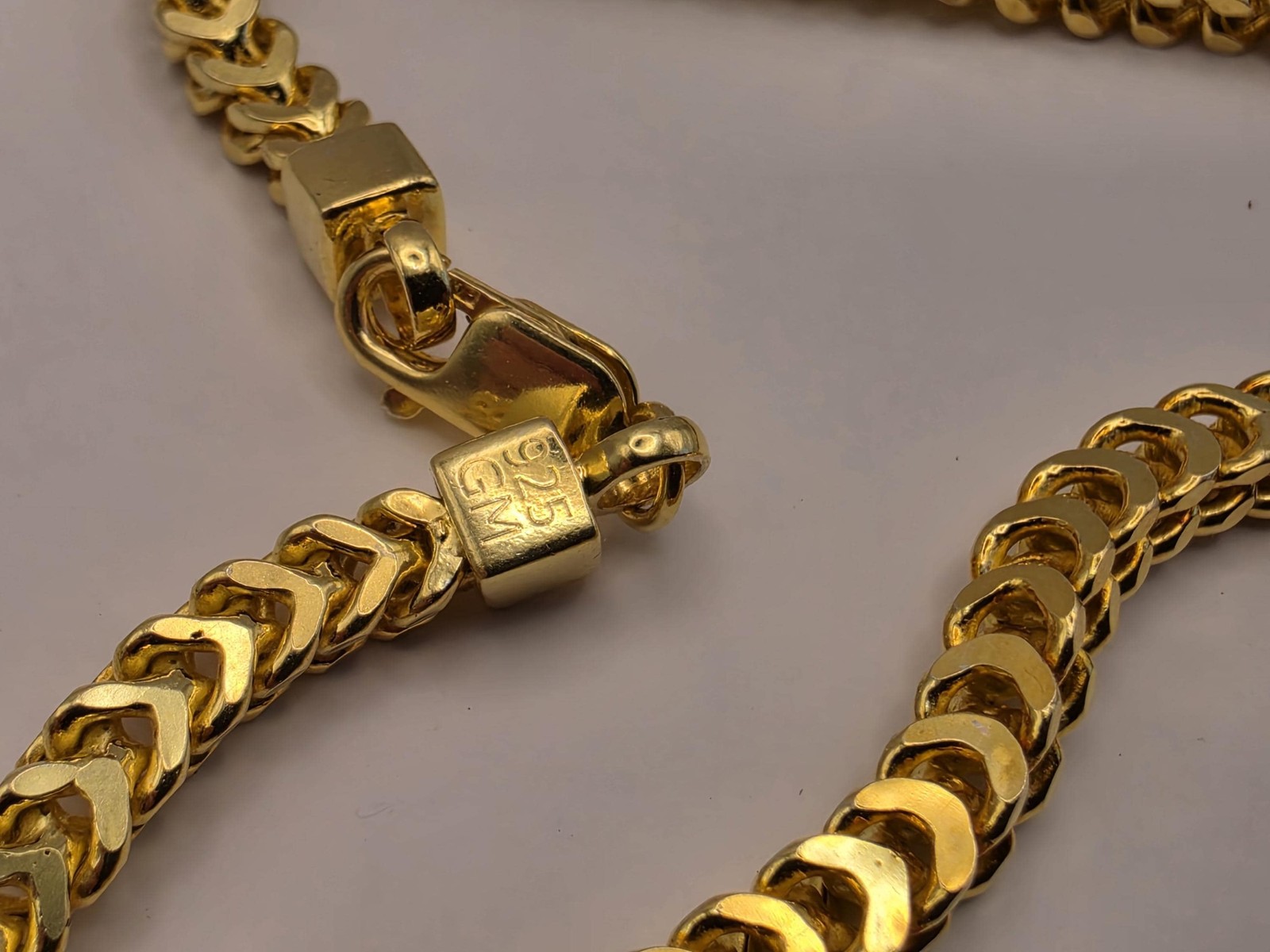 18K Gold Plated Franco Chain Necklace, Sterling Silver, 19″ 3.74mm, Mens Gold Ch