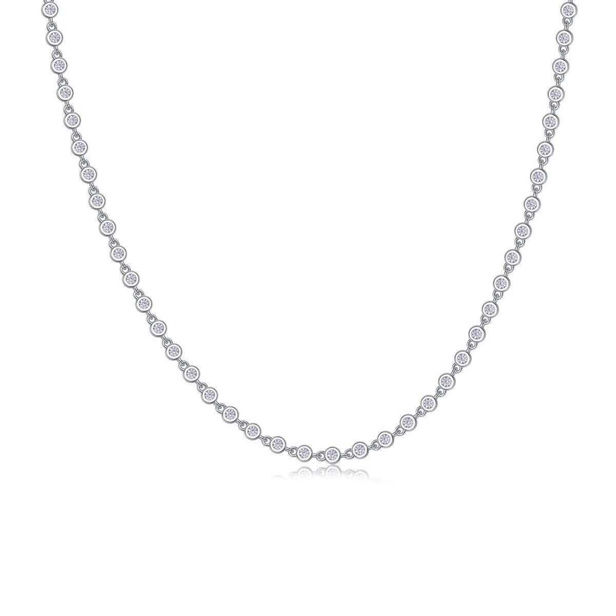2mm D Color VVS1 Moissanite Women Tennis Chain Necklace S925 Silver Pass Tester