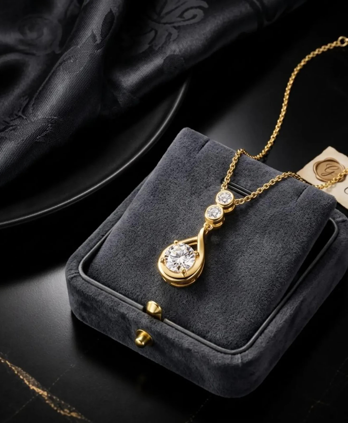 2ct Round Moissanite Teardrop Necklace Vermeil 925 Silver D Color VS1 Necklace