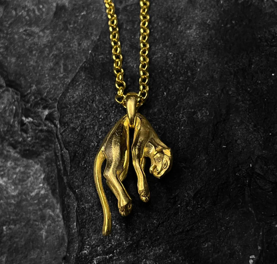 Gold Panther Necklace 925Sterling Silver Hanging Panther Pendant For Unisex Gift