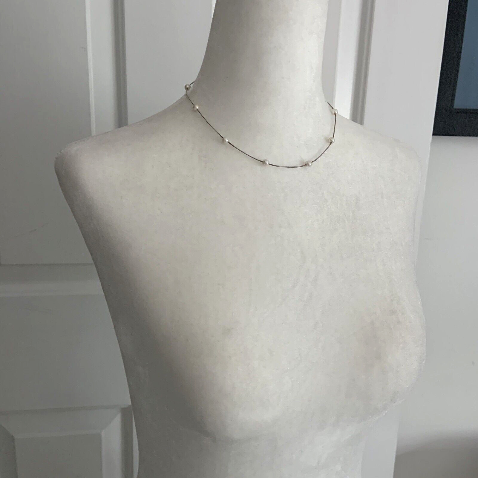 OLO Italy Sterling Silver 925 chain 5MM Satellite Pearl Necklace 16.5in