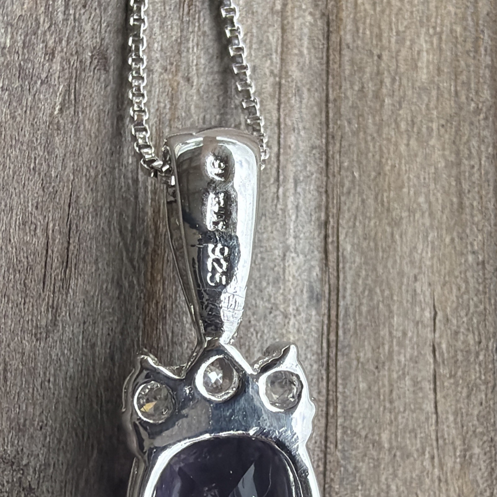 Amerthyst CZ Cross 2.25” Pendant Sterling Silver 925 Mount And 18” Chain 20g