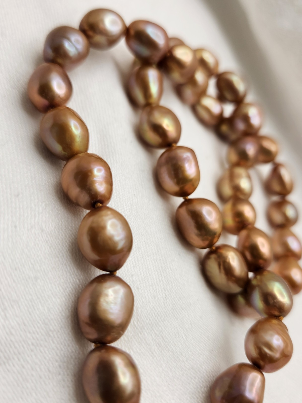 Honora Bronze Baroque Pearl Beaded Stprand Necklace Silver Barrel Clasp 18 in