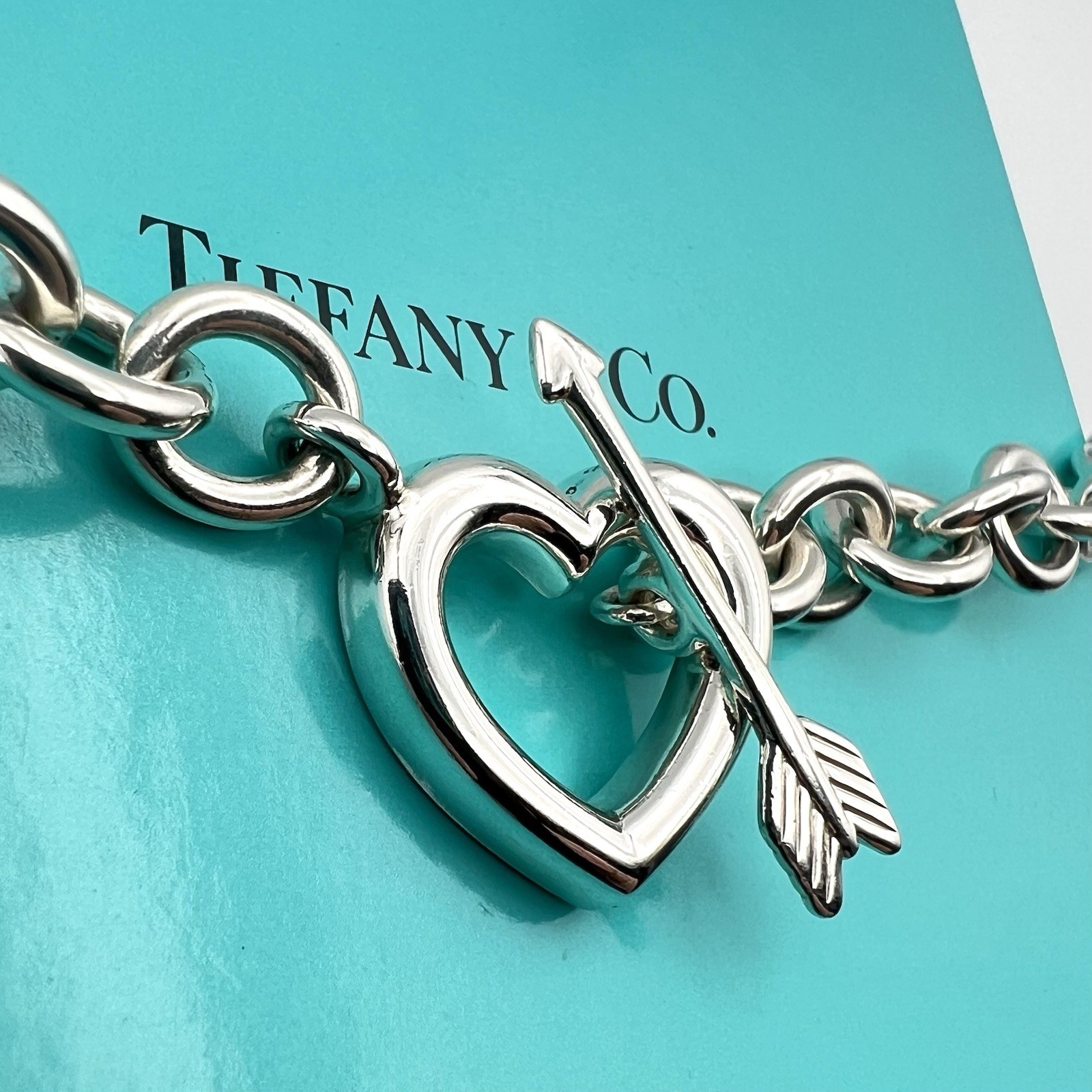Tiffany & Co. Rare Heart Arrow Toggle Chain Necklace Silver 925 Italy 72.7g
