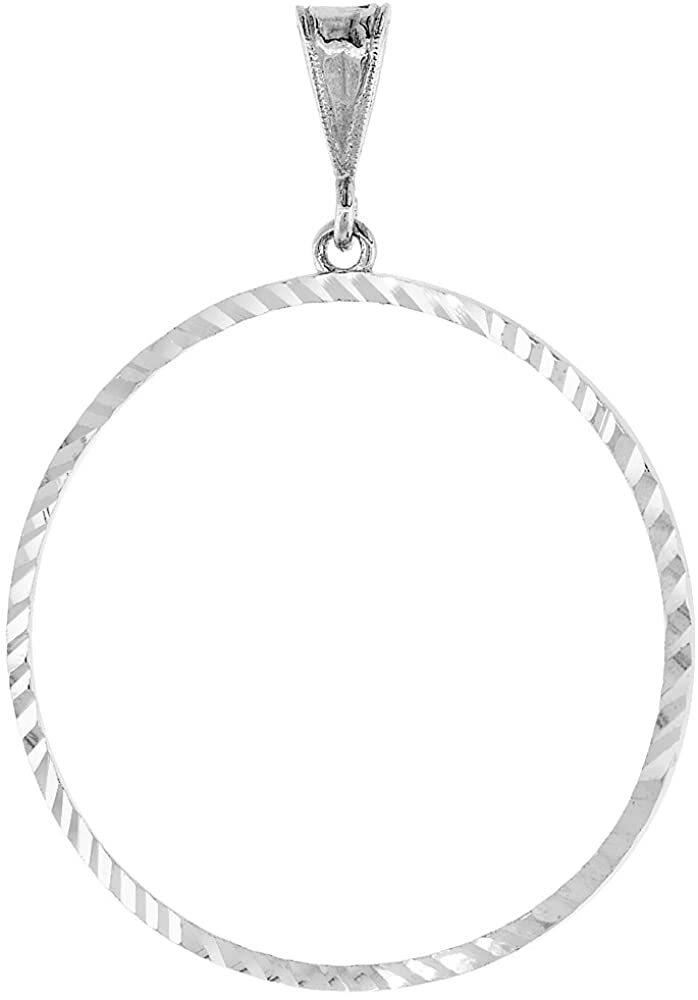 Solid Sterling Silver Mexican Cien Pesos Bezel Diamond Cut 39mm Coins Prong Back