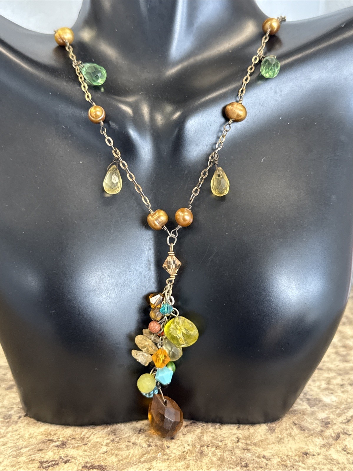 ❤️ Artisian Sterling Silver Gemstone Dangle Necklace 22″ & Earrings (2480)