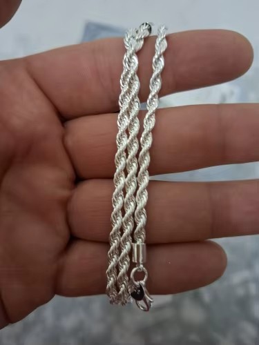 925 Sterling Silver Italian Rope Chain Men’s Necklace 4mm Cut Twisted Link NEW**