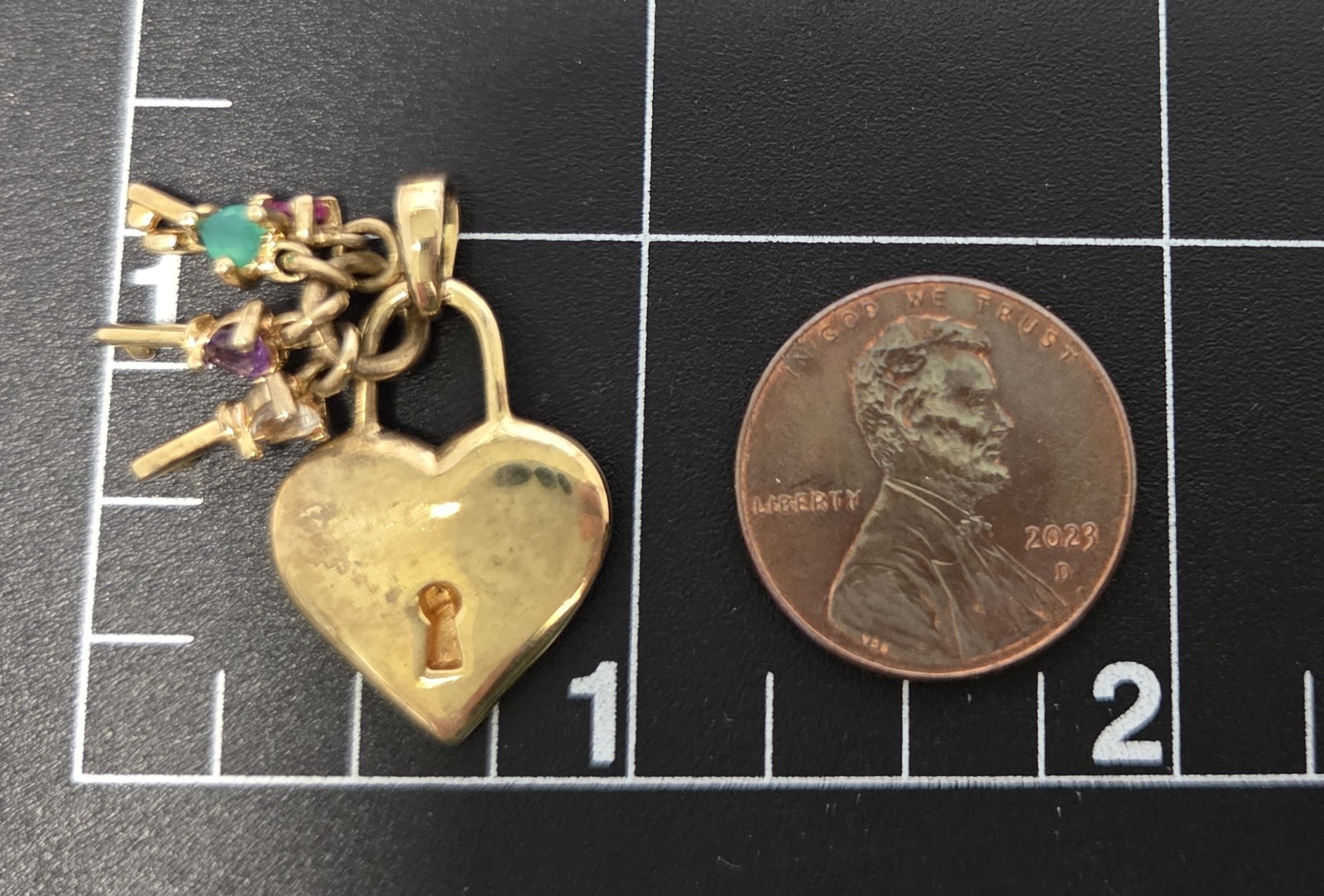 Keys To Her Heart Lock Pendant MOM Mother 10K GP over 925 Birthstones Vtg ACTM