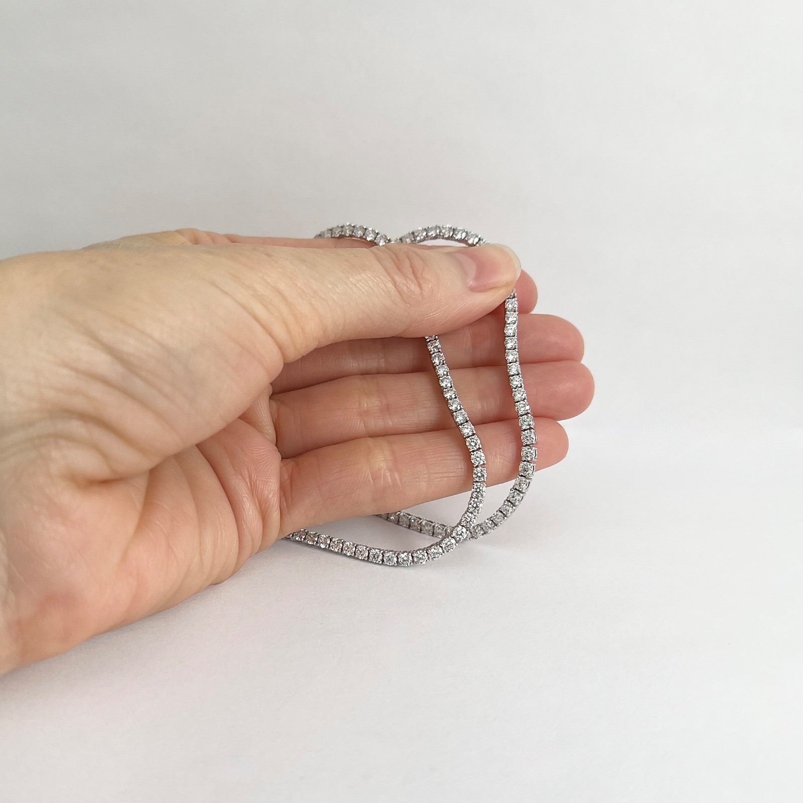 Round Lab-Created Diamond Tennis Necklace 14K White Gold, 16.5 Inches, 10.01 CTW