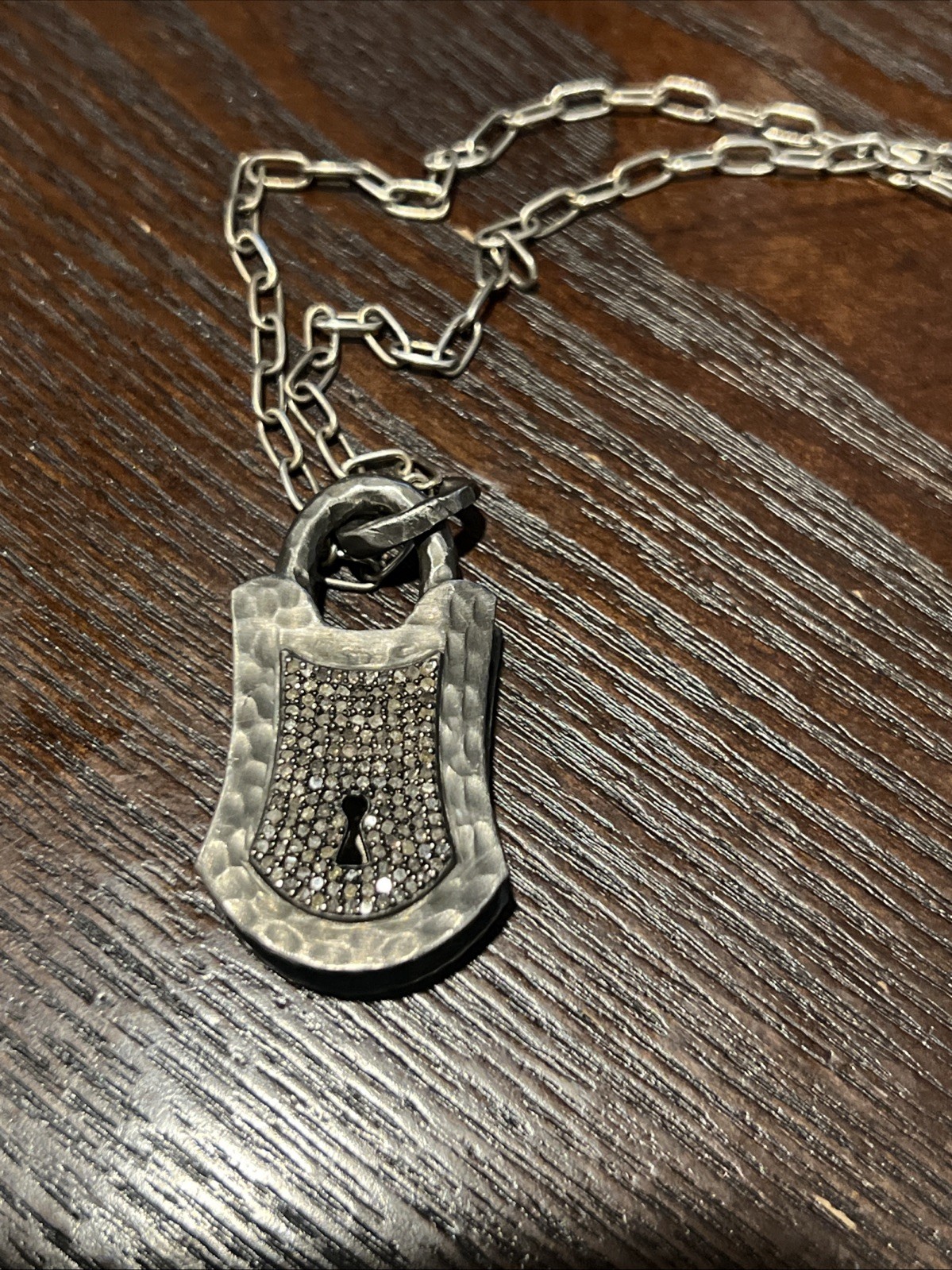 PAVE diamond Padlock pendant necklace 925 silver lock