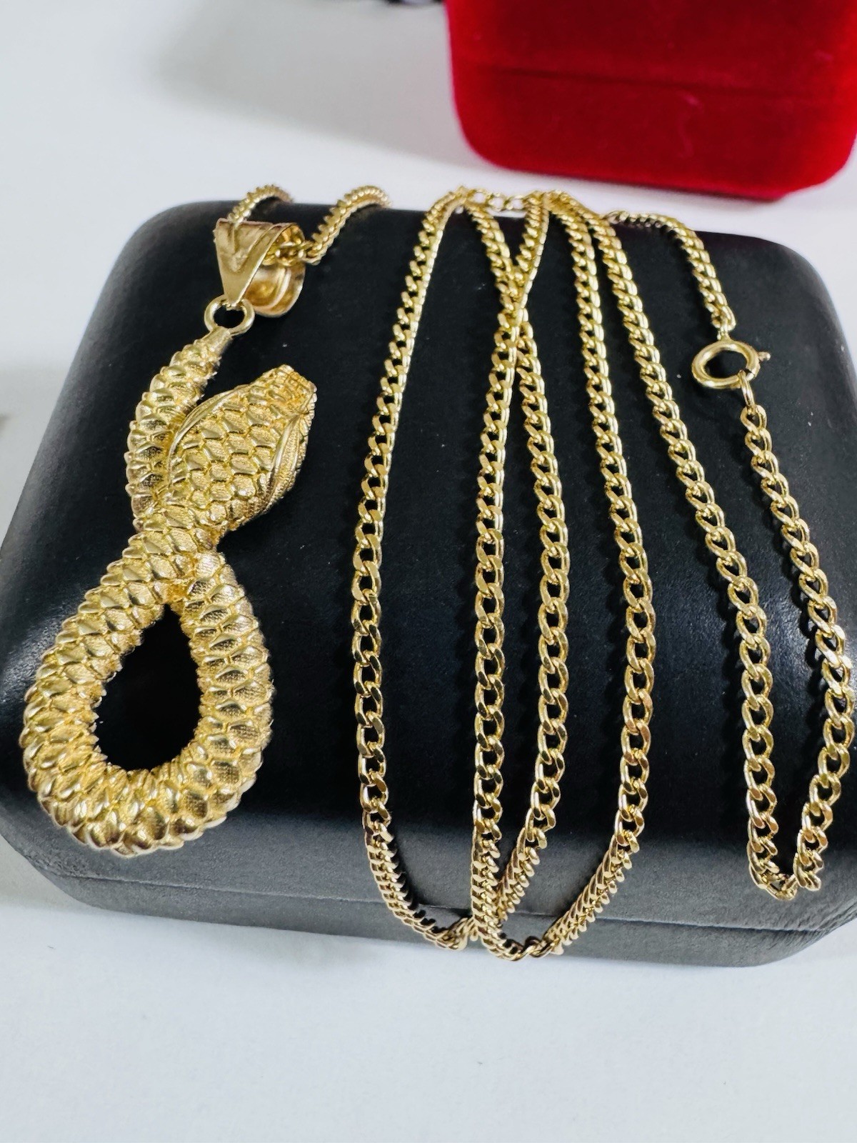 18K 750 Real Fine Mens Women’s Gold Snake Set Necklace 23.5/24” long 2.2mm 9.26g