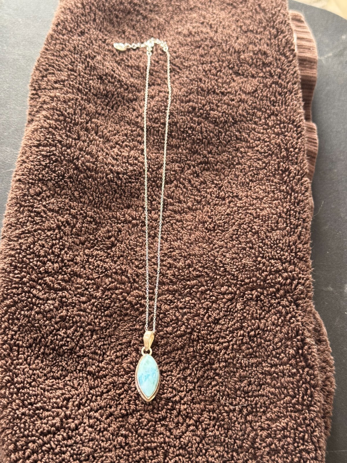 Vintage AV Sterling, silver oblong, unknown, solitary stone (Might be Larimar?)