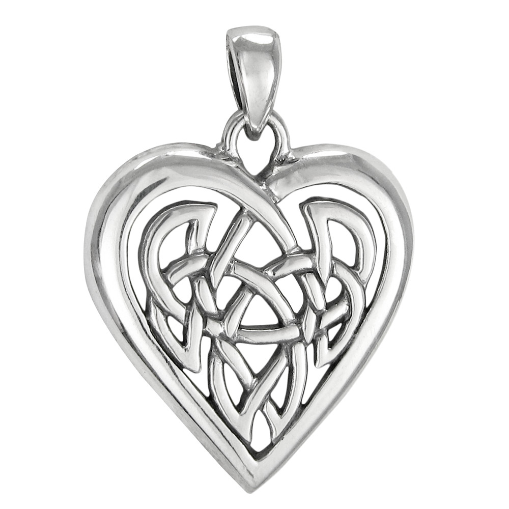 Sterling Silver Celtic Love Knot Heart Pendant – Irish Knotwork Romatic Jewelry