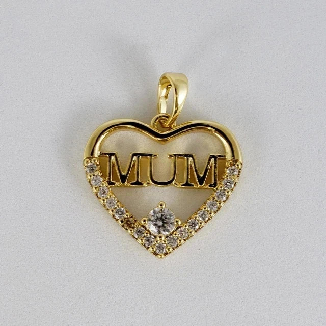 14K Yellow Gold Plated 1Ctw Round Cut Real Moissanite Heart Pendant Free Chain