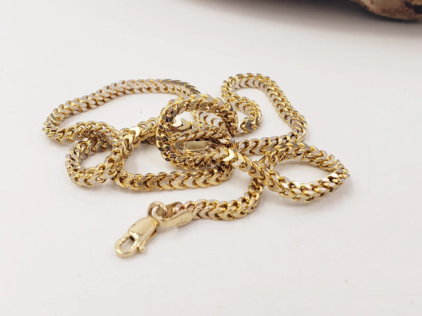 10K Yellow Gold Hollow Franco Chain 2 Tone Diamond Cut 18.02 ” Long x (W)2.90mm