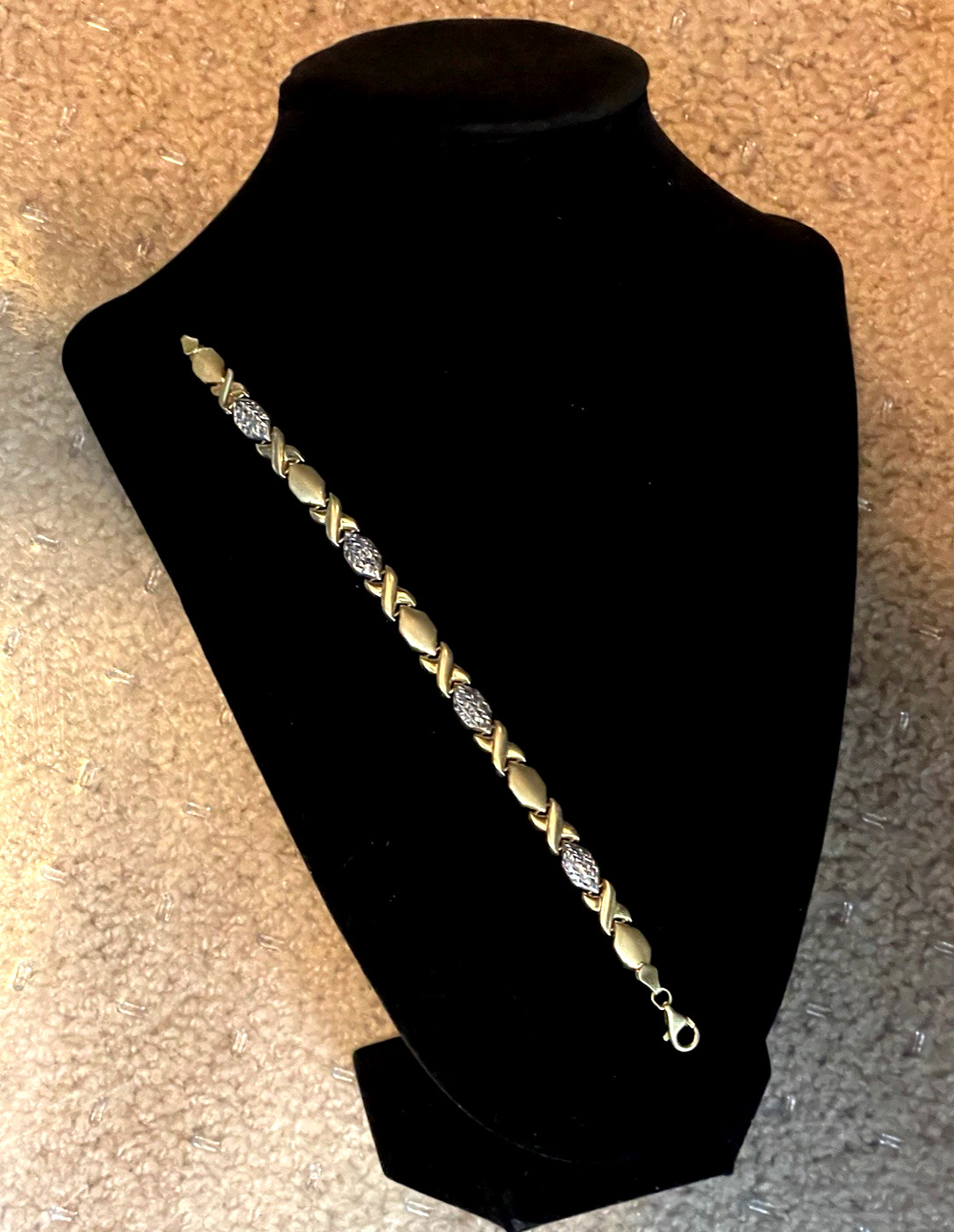 Sterling Silver .925 and 10K Gold Plated Bracelet 7-1/4″ 9mm 6.6gr