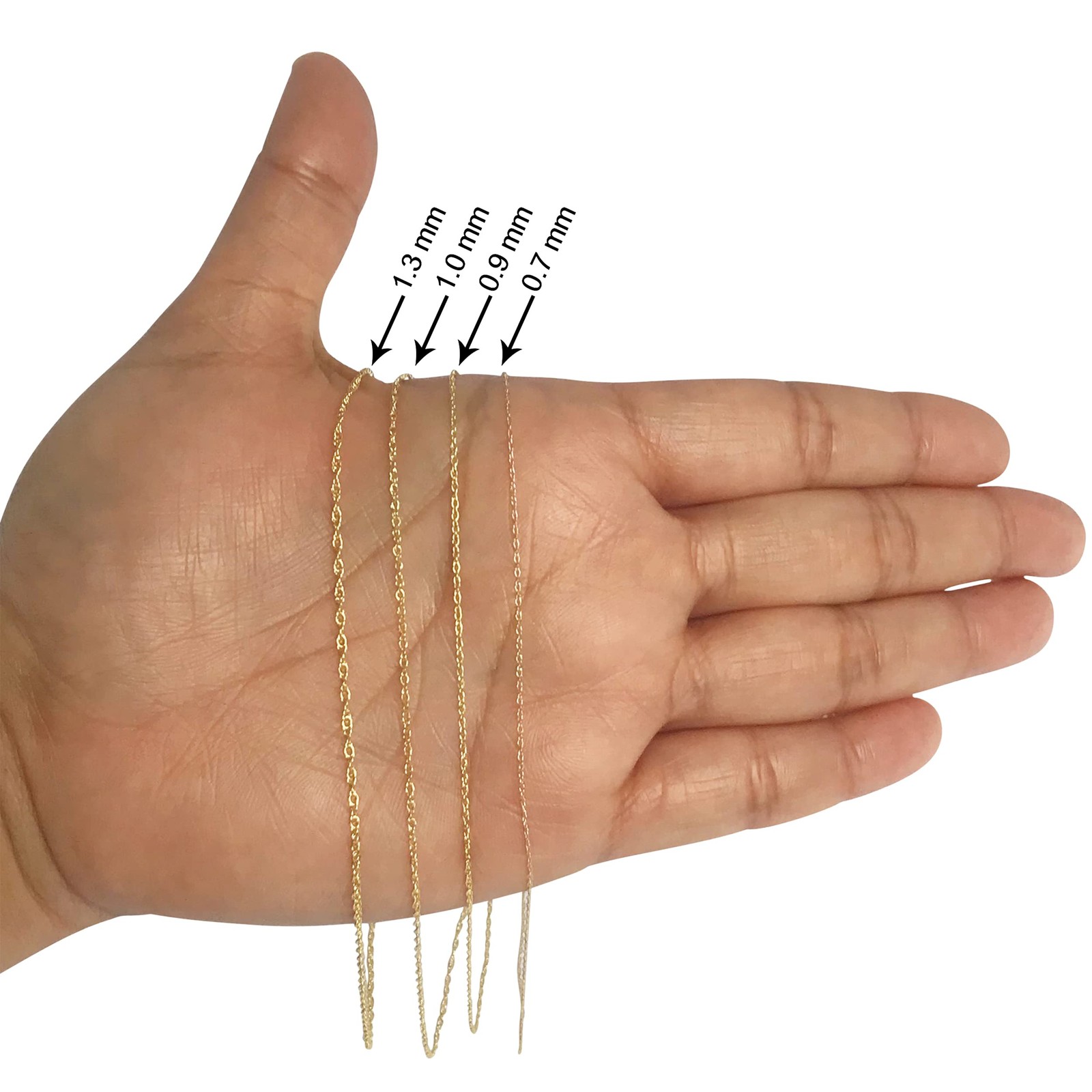 Kooljewelry 10k Yellow Gold Rope Chain Pendant Necklace (0.7 mm, 20 inch)