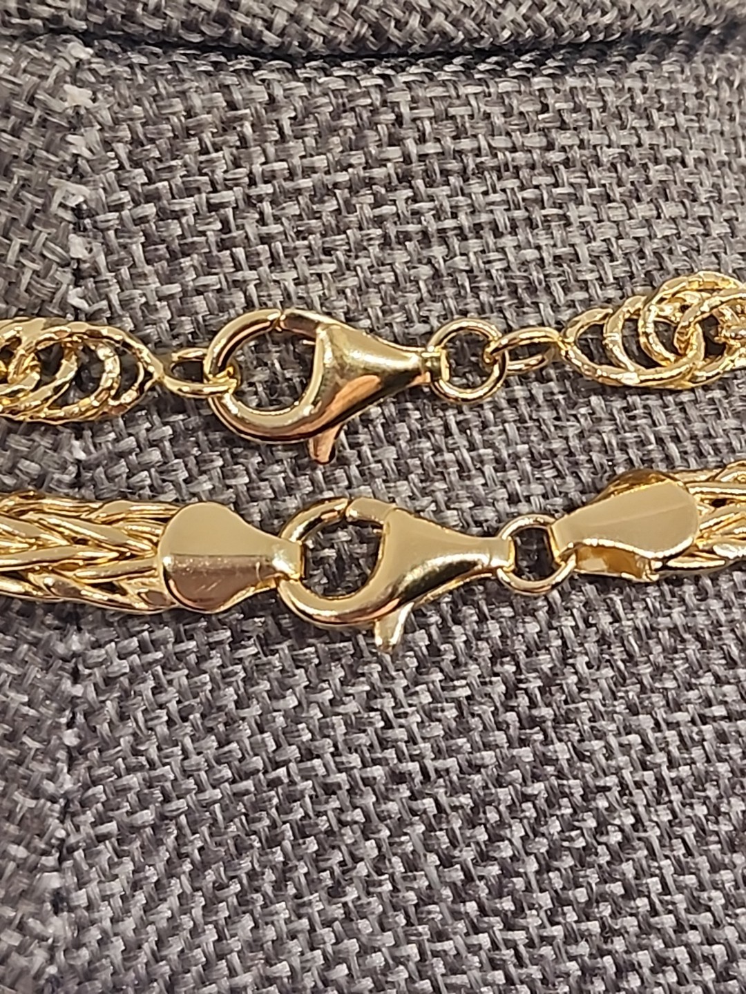 18K Yellow Gold Over Sterling Silver 5mm Set of 2 Singapore & Wheat 20″ Chains