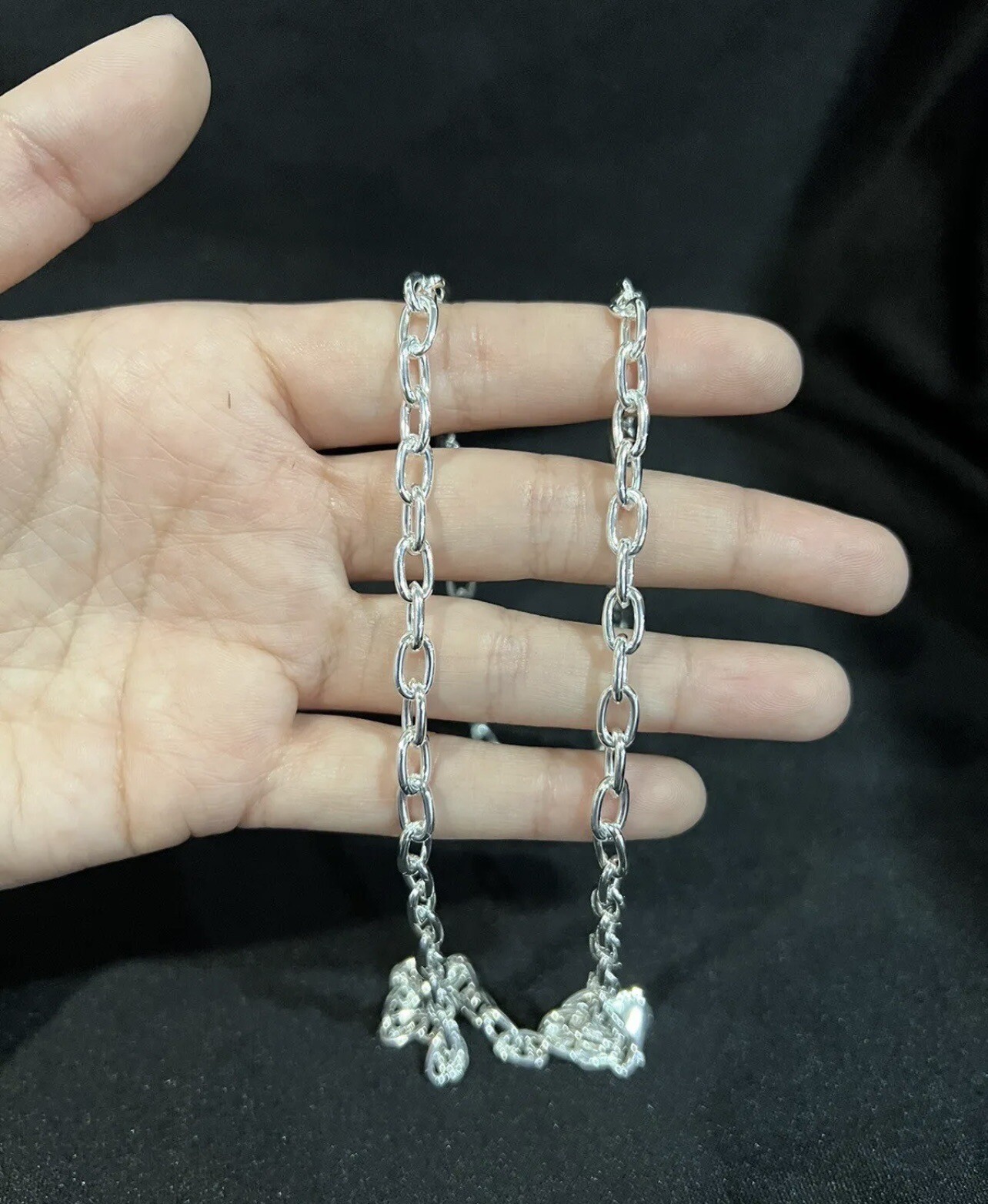 925 Sterling Silver Womens Mens Unique Cable Forzatina Oval Choker Chain 18″