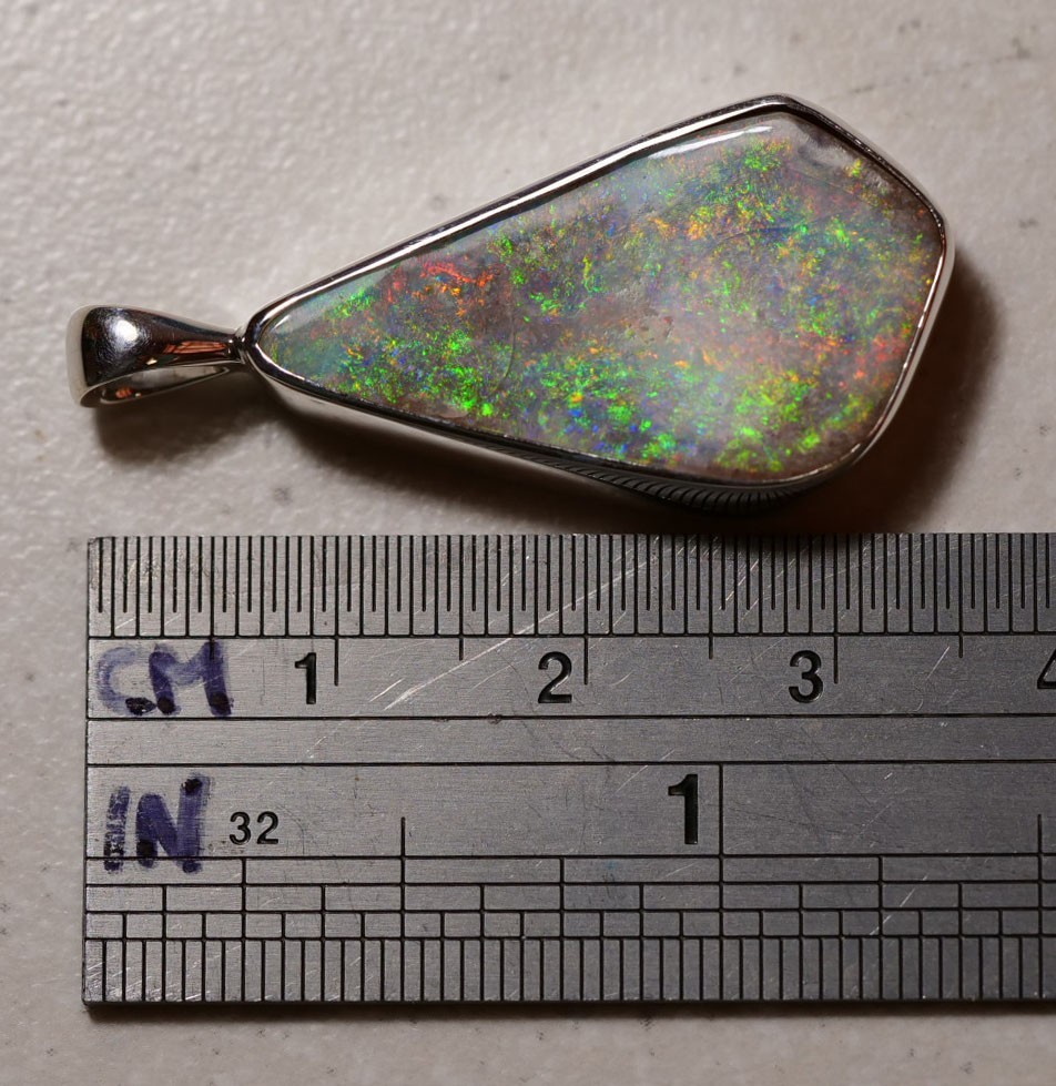 Australian Natural Andamooka Painted Lady Opal Silver 925 Pendant Hallmarked