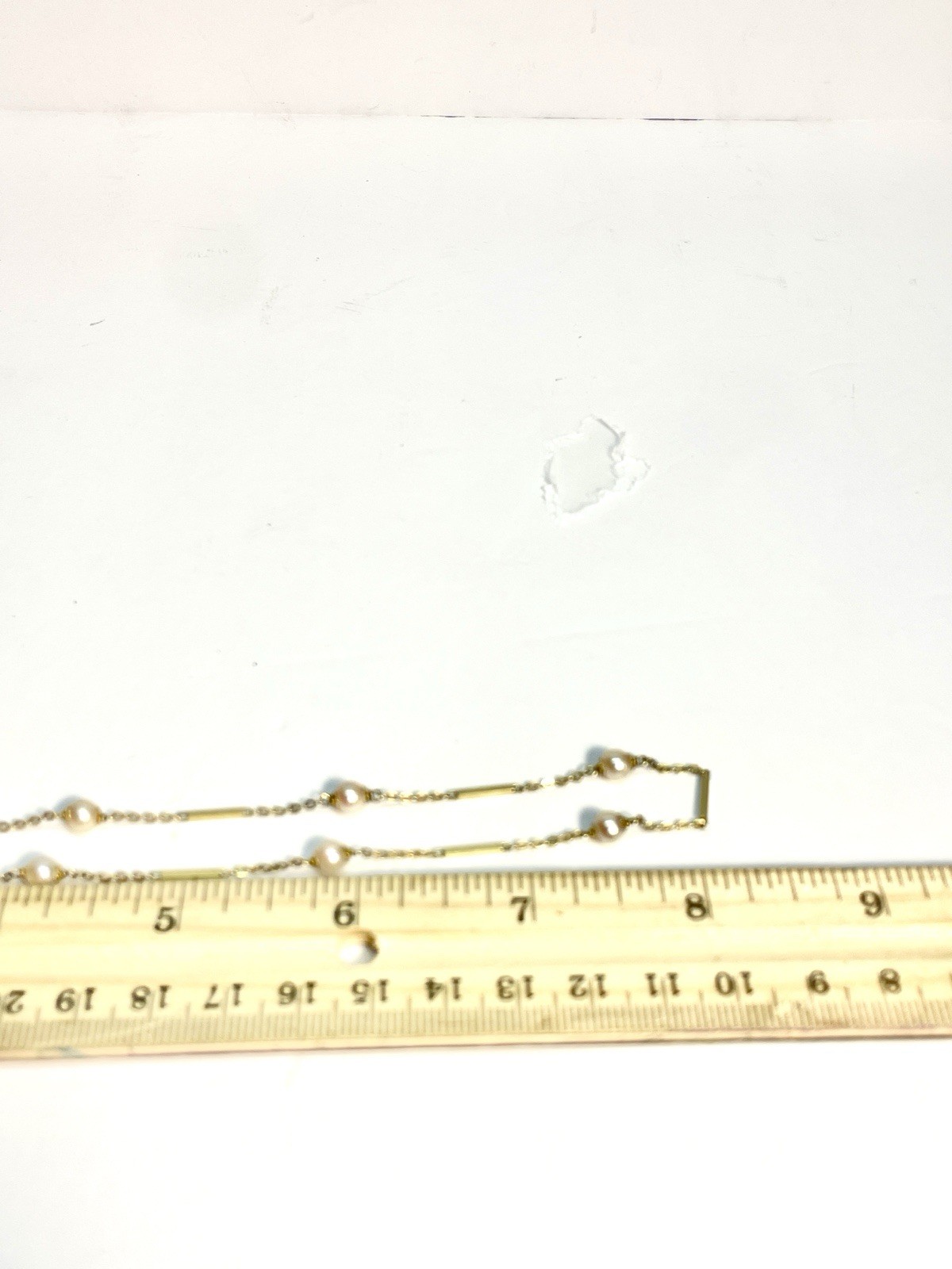Rice Pearl Necklace Station VTG 14K Yellow Gold Designer Italy 2.25g 24″ RARE