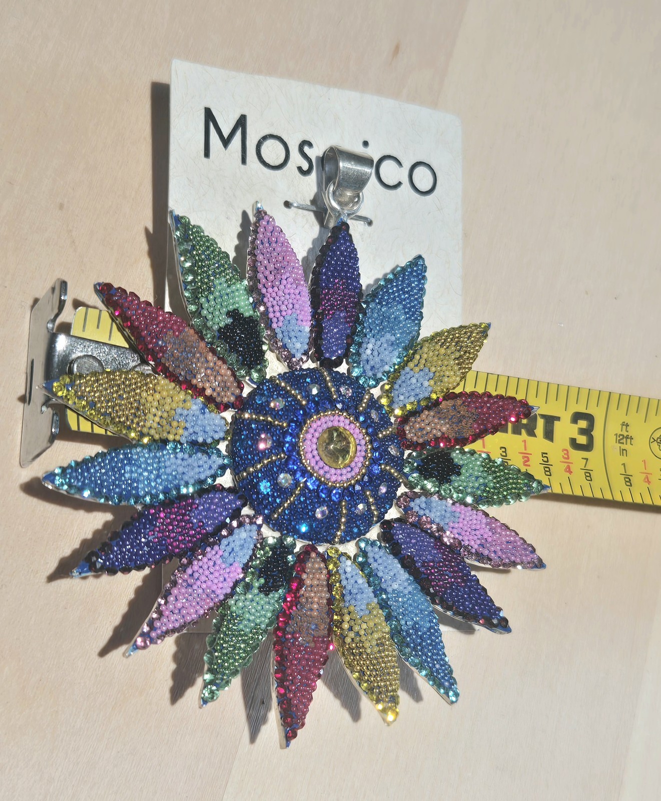 Huge Sterling Silver Star Colorful Mosaico Pendant