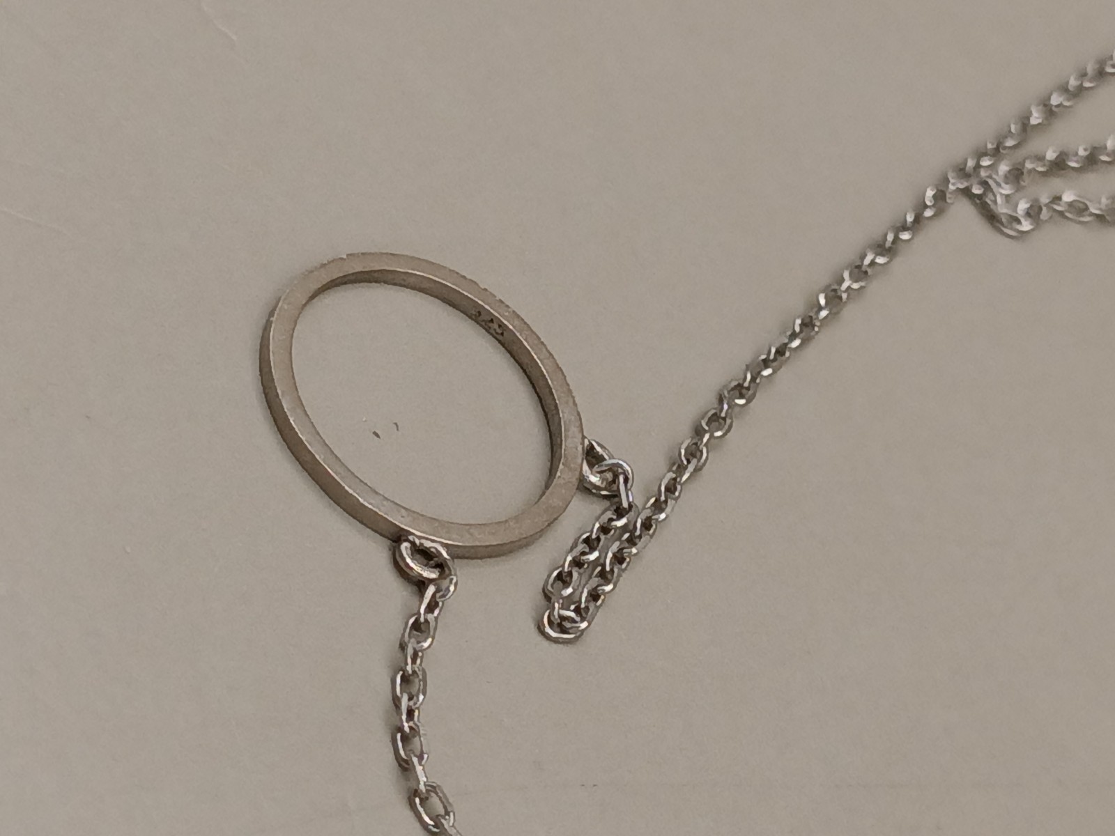 Sterling Silver Crystal Y Drop Circle Pendant Chain Link Necklace 15″