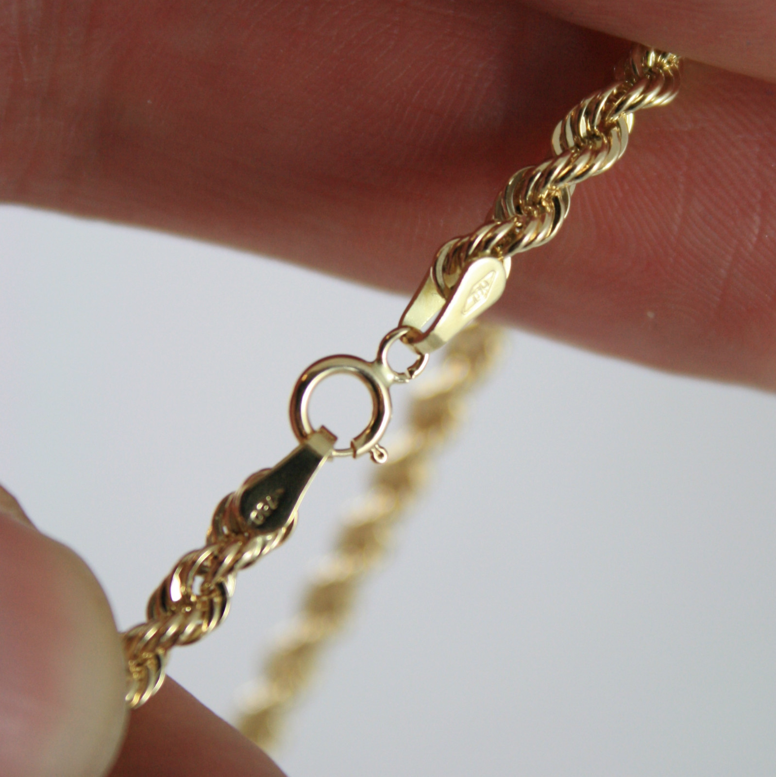 18K YELLOW GOLD LONG CHAIN NECKLACE 3.5mm BRAID ROPE LINK 70cm 27.5″ ITALY MADE