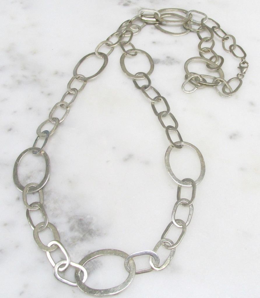 Long Sterling Silver Oval Link Chain / Necklace ~ 34″ ~ 49.2grams ~ 3-D430