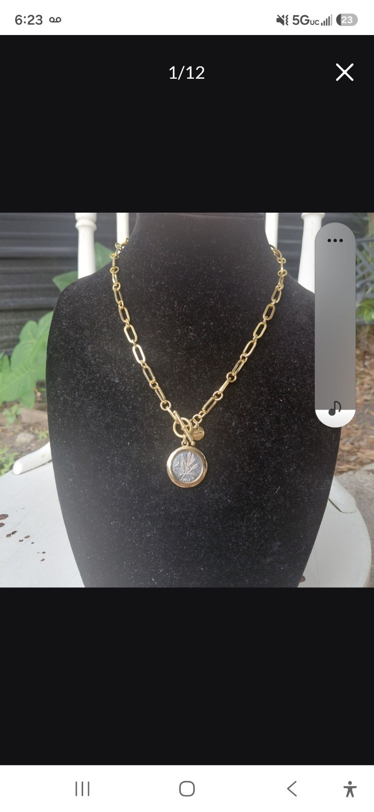 18k over Sterling Silver Bumblebee Lira Coin Necklace Dyadema BRONZE ITALY