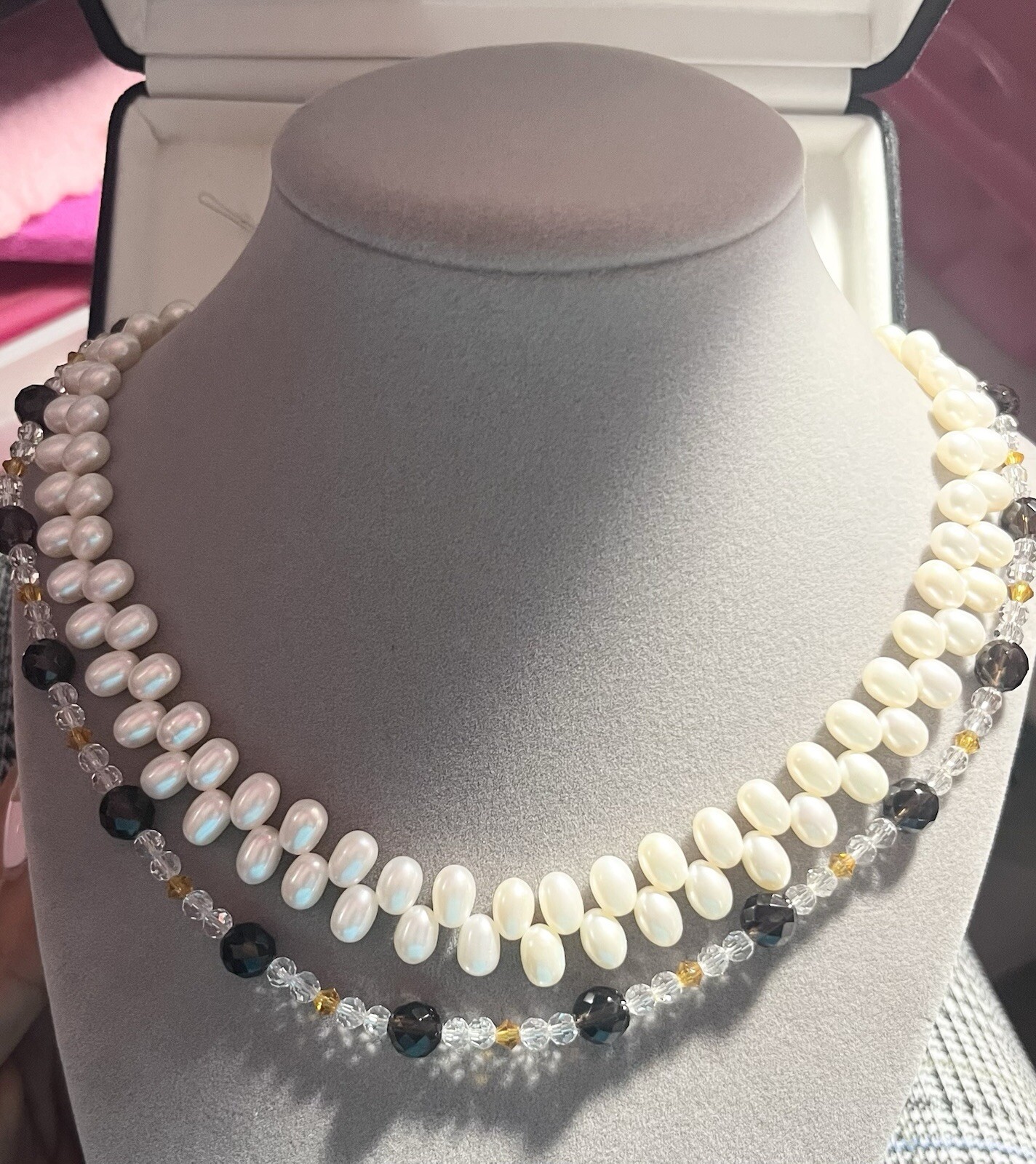 ESTATE 10k Yellow Gold Cultured Pearls Beads Doble Strand Necklaces 51.49G