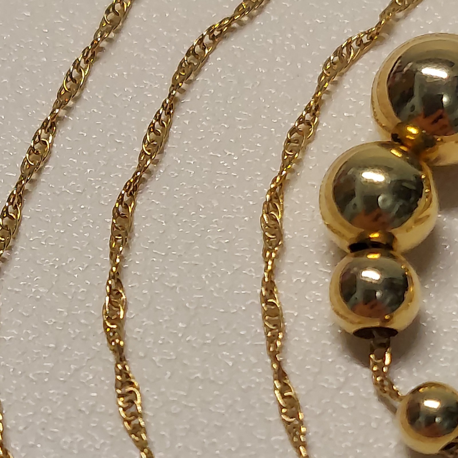 1.22g 14K Gold Beaded Station Necklace Minimalist Ball Chain Necklace 24.4 in