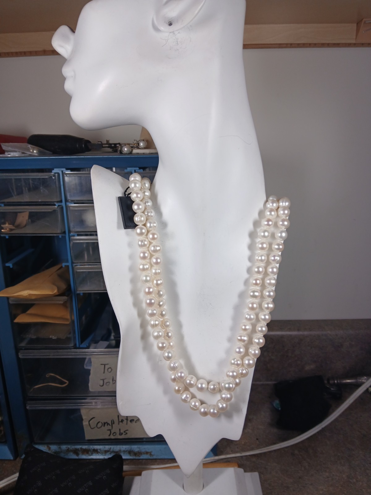 New With Tag Honora Large 9mm White Freshwater Pearl 62 Inch Necklace