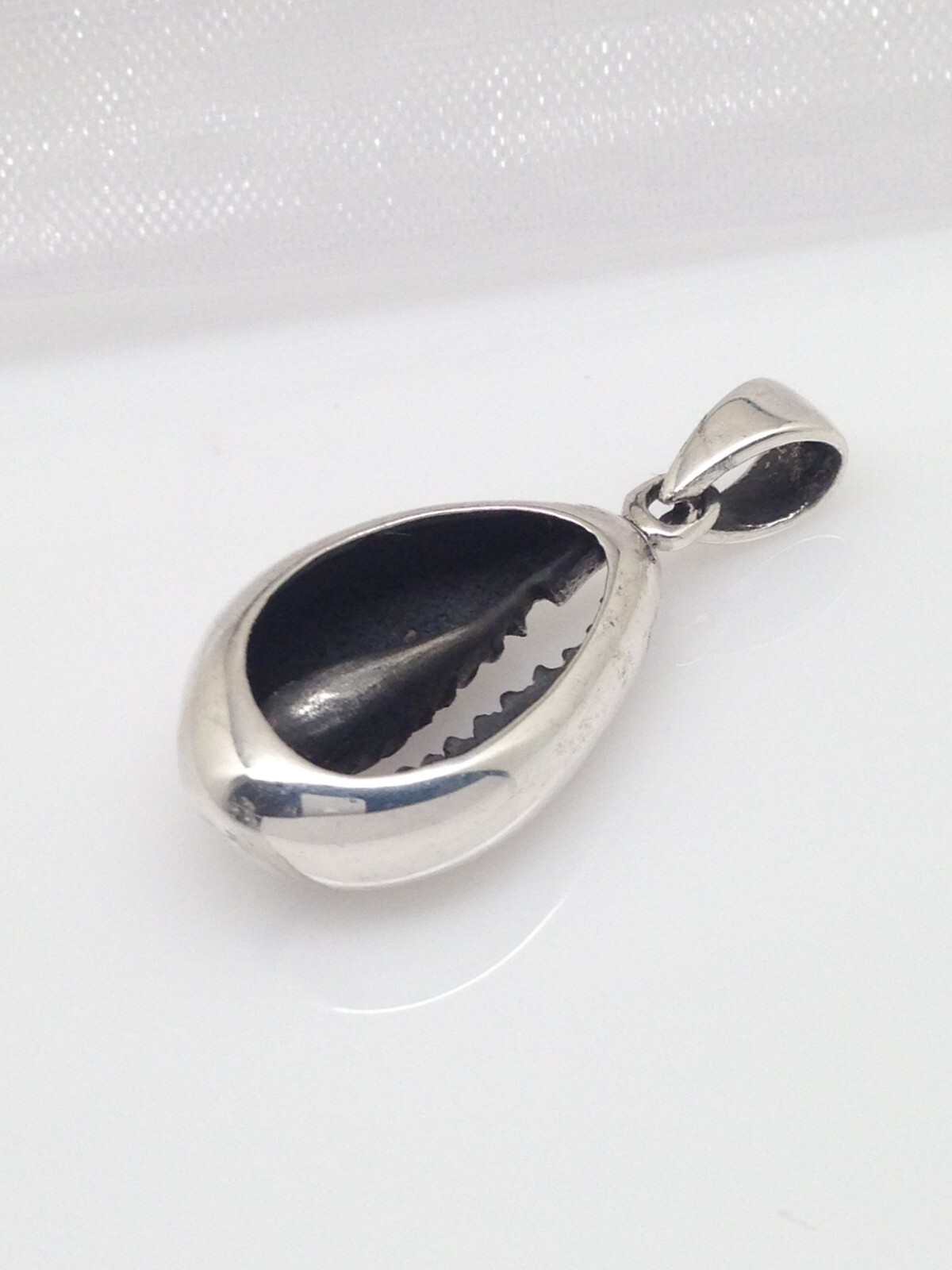 Cowry Cowrie Shell Pendant 925 Sterling Silver Heavy Beach Charm 21mm (30mm)