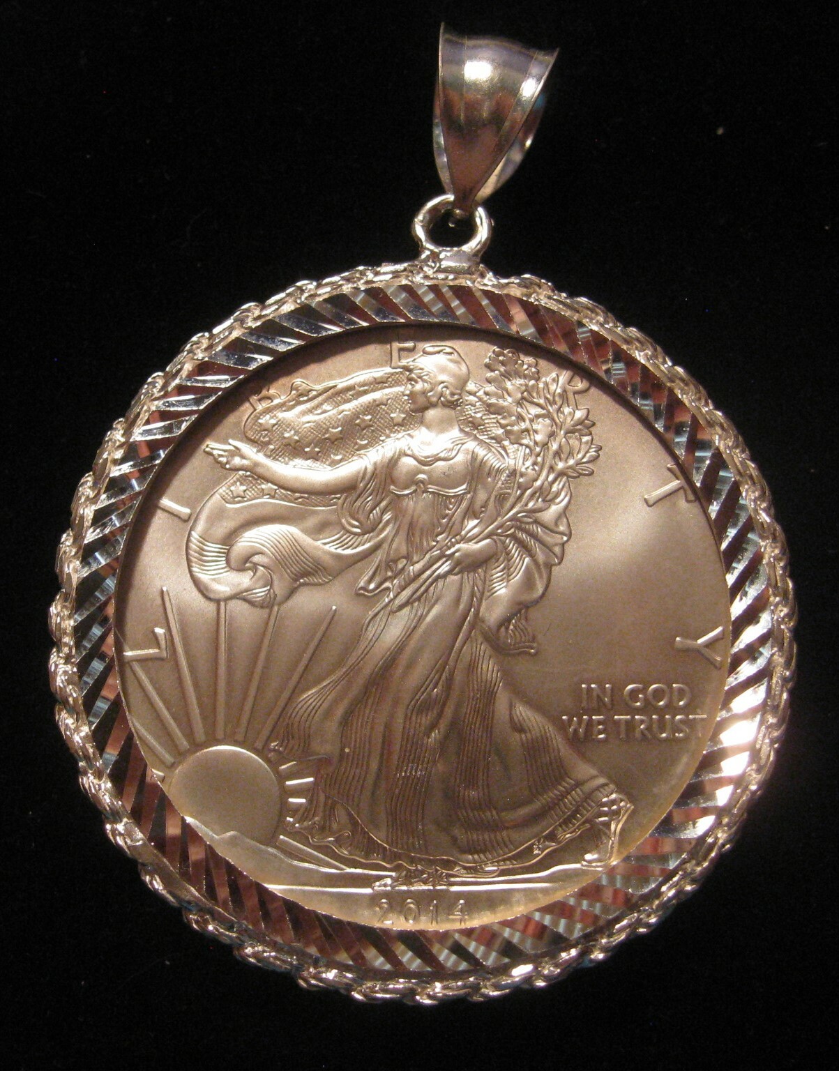 WALKING LIBERTY Dollar Holder & Pendant Sterling Silver fit coins size 39 mm