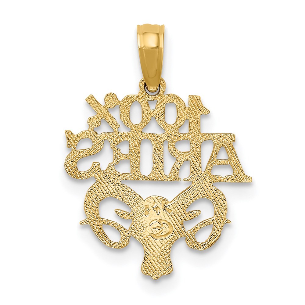 14k Yellow Gold 100% ARIES Zodiac Charm Pendant 0.64gm L-0.75 in,W-0.58 in