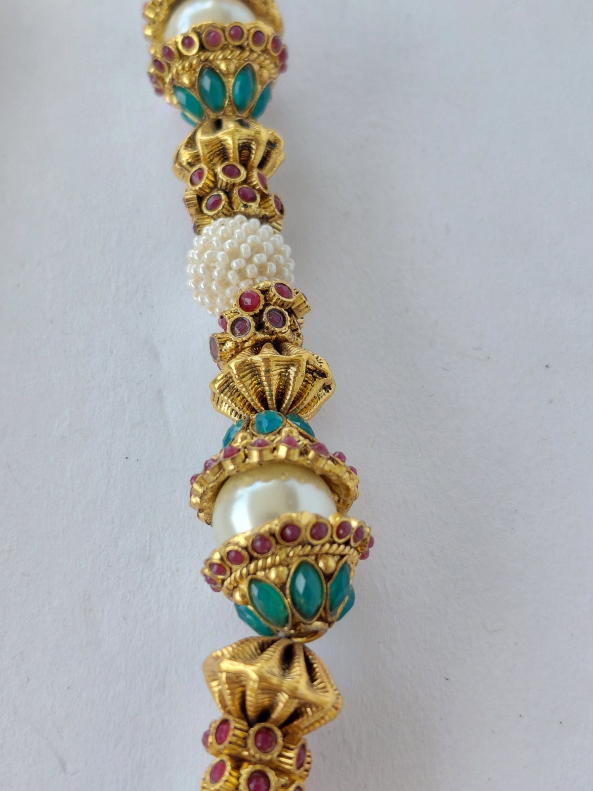 Vintage Necklace Kundan Polki Traditional Indian Wedding Gold Tone Multicolor