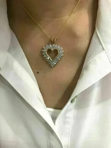 3Ct Round Diamond Lab Created Women’s Pendant 14K Yellow Gold Finish Free Chain